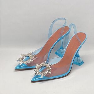 Amina Muaddi Begum Clear Crystal Slingback Pumps size 38